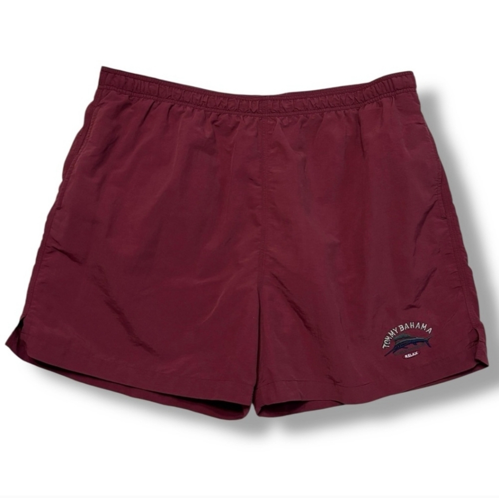 TOMMY BAHAMA RELAX Dark Red Nylon Swim 4” Shorts